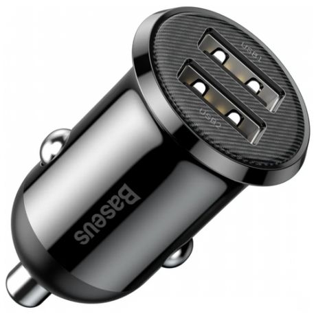 Зарядное устройство Baseus Grain Pro Car Charger Dual USB 4.8A Black CCALLP-01