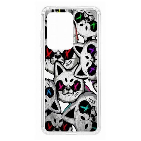 Чехол на Samsung Galaxy S20 Ultra Kruche Print Angry Cats/накладка/с рисунком/прозрачный/бампер/противоударный/ударопрочный/с защитой камеры