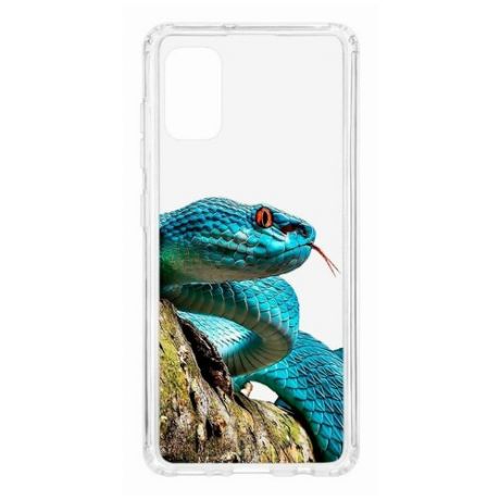 Чехол на Samsung Galaxy A41 Kruche Print Змея/накладка/с рисунком/прозрачный/бампер/противоударный/ударопрочный/с защитой камеры