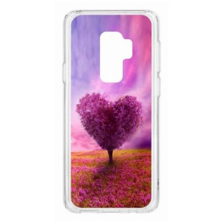 Чехол на Samsung Galaxy S9 Plus Kruche Print Pink heart/накладка/с рисунком/прозрачный/бампер/противоударный/ударопрочный/с защитой камеры