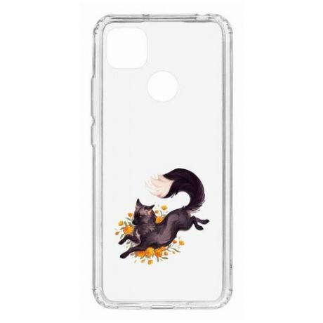 Чехол на Xiaomi Redmi 9C Kruche Print Fox/накладка/с рисунком/прозрачный/бампер/противоударный/ударопрочный/с защитой камеры