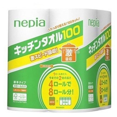 Бумажные полотенца NEPIA кухонные 100 отрезков (2 рулона)