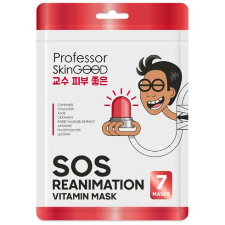 Анти-стресс маска для лица PROFESSOR SKINGOOD восстанавливающая, 7 шт