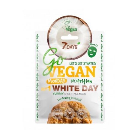 Тканевая yummy-маска для лица 7DAYS Go Vegan White Day, 25 г