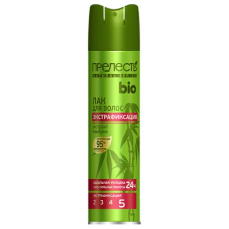 Лак для волос прелесть Bio экстрафиксация с экстрактом бамбука, 250 мл