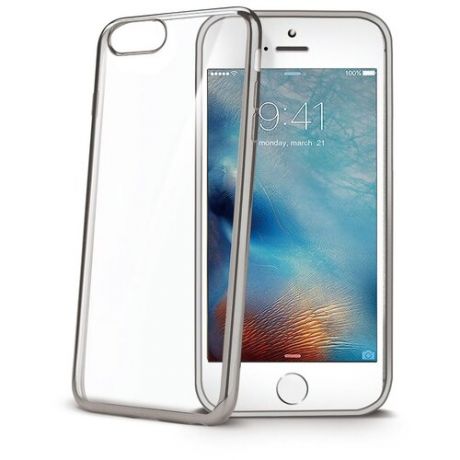 Чехол-накладка CELLY Laser для Apple iPhone SE 2020/7/8 прозрачный, серебристый кант
