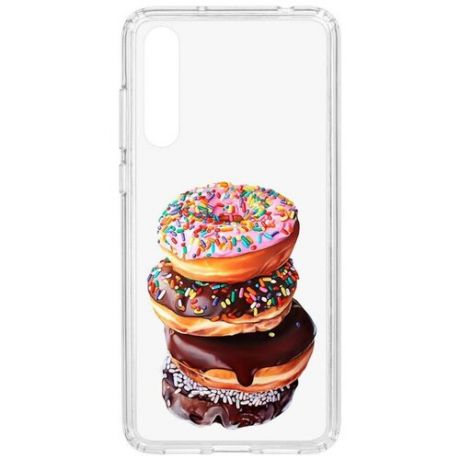 Чехол на Huawei P20 Pro (Plus) Kruche Print Donuts/накладка/с рисунком/прозрачный/бампер/противоударный/ударопрочный/с защитой камеры