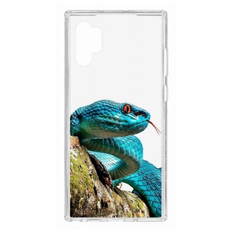 Чехол на Samsung Galaxy Note 10+ Kruche Print Змея/накладка/с рисунком/прозрачный/бампер/противоударный/ударопрочный/с защитой камеры