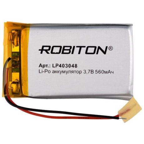 Литий- полимерный аккумулятор с защитой на 560мАч 3,7В 4х30х48мм (упаковка 2шт - цена за цпаковку) - LP403048 PK1 (ROBITON) (код заказа 15736 И)