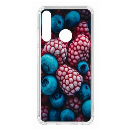 Чехол на Huawei Y6p 2020 Kruche Print Fresh berries/накладка/с рисунком/прозрачный/бампер/противоударный/ударопрочный/с защитой камеры