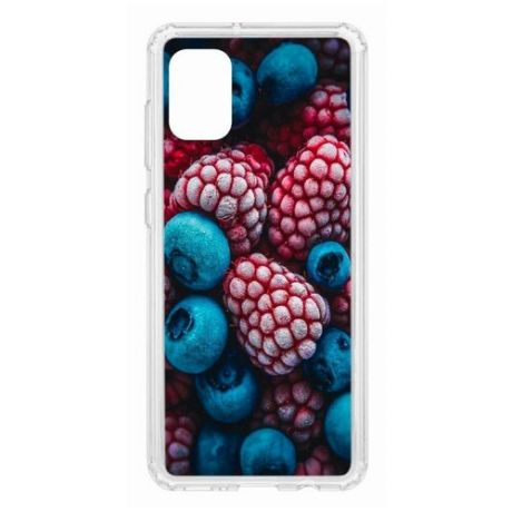 Чехол на Samsung Galaxy A31 Kruche Print Fresh berries/накладка/с рисунком/прозрачный/бампер/противоударный/ударопрочный/с защитой камеры