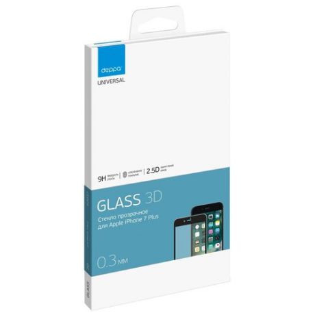 Защитное стекло DEPPA 3D для Apple iPhone 7/8 Plus, 0.3 мм, белая рамка