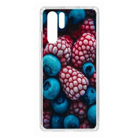 Чехол на Huawei P30 Pro Kruche Print Fresh berries/накладка/с рисунком/прозрачный/бампер/противоударный/ударопрочный/с защитой камеры