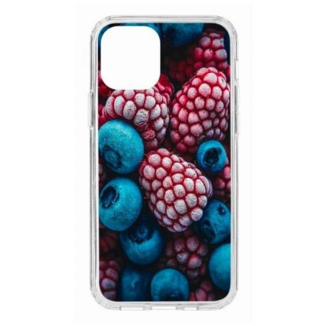Чехол на Apple iPhone 12 Kruche Print Fresh berries/накладка/с рисунком/прозрачный/бампер/противоударный/ударопрочный/с защитой камеры