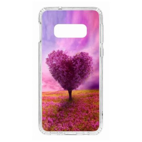 Чехол на Samsung Galaxy S10e Kruche Print Pink heart/накладка/с рисунком/прозрачный/бампер/противоударный/ударопрочный/с защитой камеры