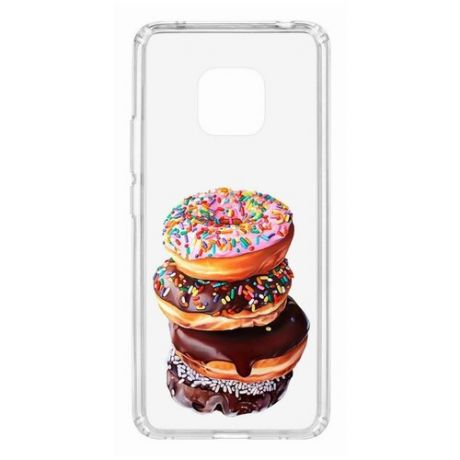 Чехол на Huawei Mate 20 Pro Kruche Print Donuts/накладка/с рисунком/прозрачный/бампер/противоударный/ударопрочный/с защитой камеры