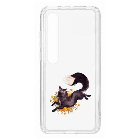 Чехол на Xiaomi Mi 10 Kruche Print Fox/накладка/с рисунком/прозрачный/бампер/противоударный/ударопрочный/с защитой камеры