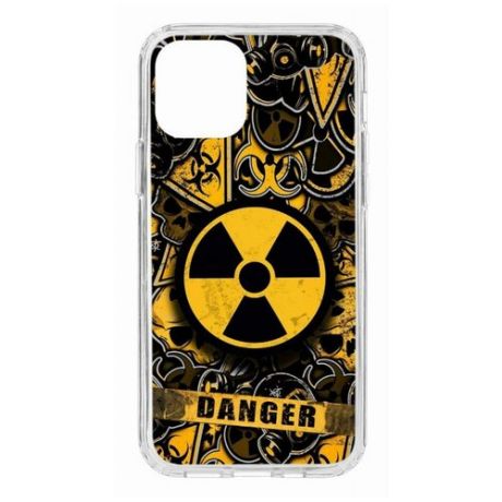 Чехол на Apple iPhone 12 Kruche Print Danger/накладка/с рисунком/прозрачный/бампер/противоударный/ударопрочный/с защитой камеры