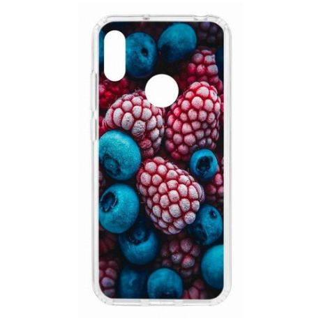 Чехол на Huawei Y6 2019 Kruche Print Fresh berries/накладка/с рисунком/прозрачный/бампер/противоударный/ударопрочный/с защитой камеры