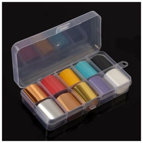 Набор переводной фольги для дизайна ногтей, 2,5 × 50 см, 10 шт, цвет разноцветный матовый