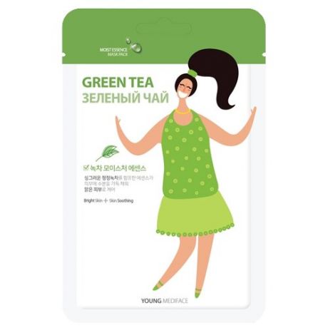 Тканевая маска-салфетка для лица тонизирующая с зеленым чаем, 25 мл