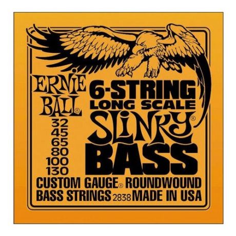 Ernie Ball 2838 струны для 6-струнной бас-гитары Nickel Bass LS Slinky 6 (32-45-65-80-100-130)