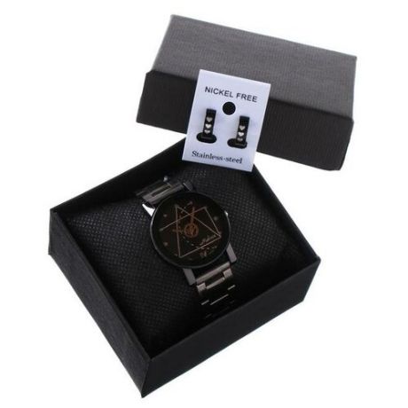 Нет Бренда Подарочный набор 2 в 1 "Medissa": наручные часы, d=3.2 см, серьги