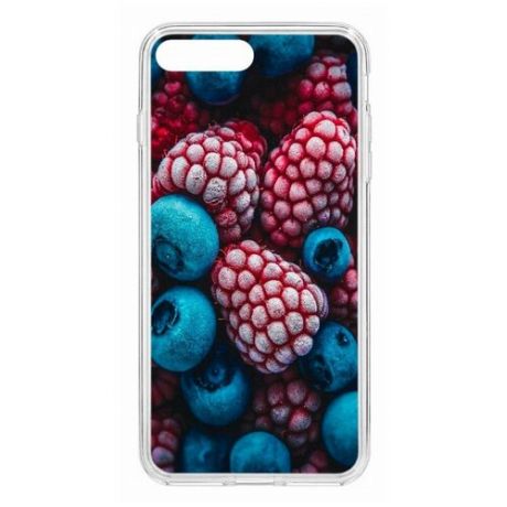 Чехол на Apple iPhone 7 Plus Kruche Print Fresh berries/накладка/с рисунком/прозрачный/бампер/противоударный/ударопрочный/с защитой камеры