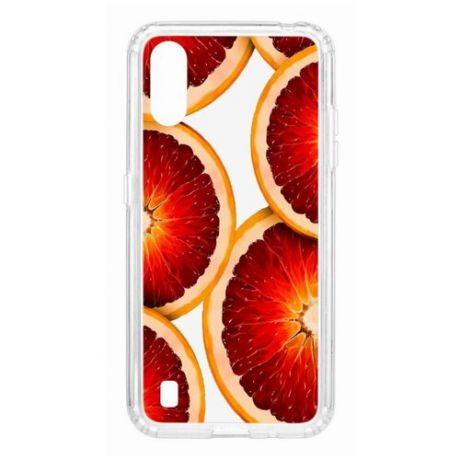 Чехол на Samsung Galaxy A01/A015 Kruche Print Orange/накладка/с рисунком/прозрачный/бампер/противоударный/ударопрочный/с защитой камеры