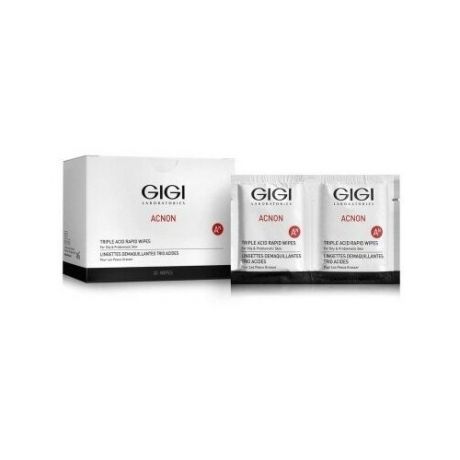 GIGI Acnon: Влажные очищающие салфетки (Triple Acid Rapid Wipes), 30 шт