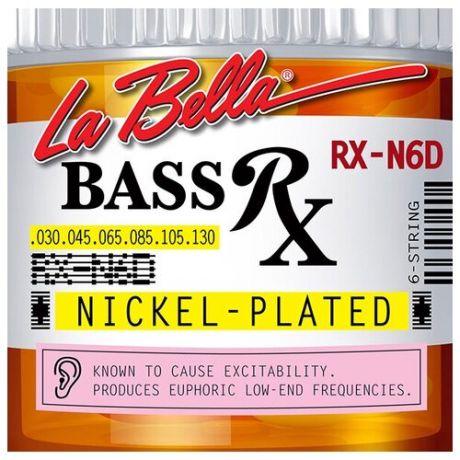 Струны для 6-ти струнной бас-гитары LA BELLA RX-N6D RX Nickel