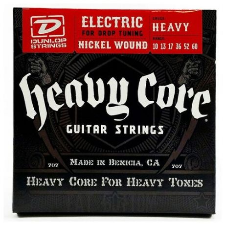DHCN1060-6 Heavy Core Комплект струн для электрогитары, никелированные, 10-60, Dunlop