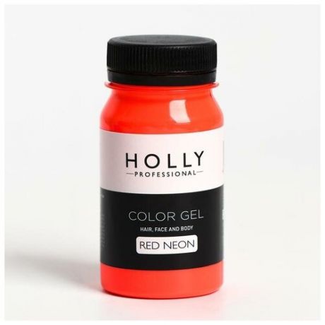 Декоративный гель для волос, лица и тела COLOR GEL Holly Professional, Red Neon, 100 мл