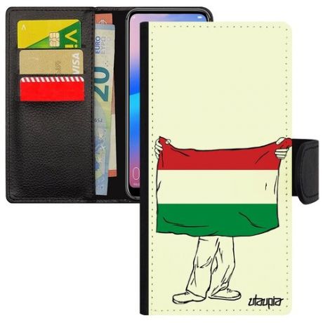 Защитный чехол-книжка для мобильного // Huawei P40 Lite // "Флаг Украины с руками" Патриот Дизайн, Utaupia, белый