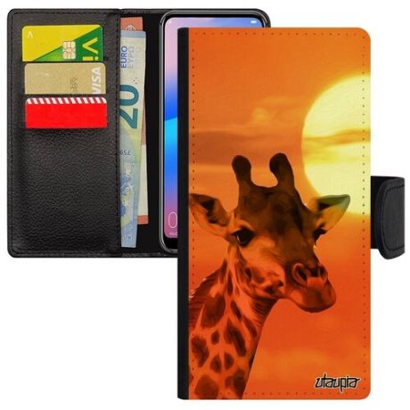 Защитный чехол-книжка для смарфона // Huawei P40 Lite // "Жираф" Пятна Дизайн, Utaupia, фуксия