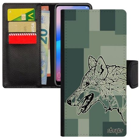 Простой чехол-книжка для мобильного // Huawei P40 Lite // "Волк" Хищник Хаски, Utaupia, фиолетовый