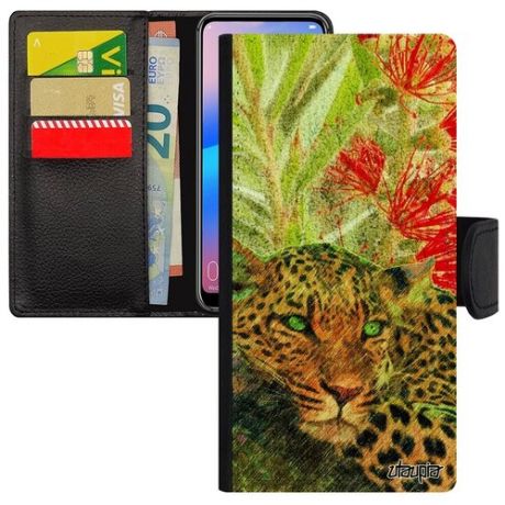 Новый чехол книжка для телефона // Huawei P40 Lite // "Леопард" Дикий Зверь, Utaupia, оранжевый