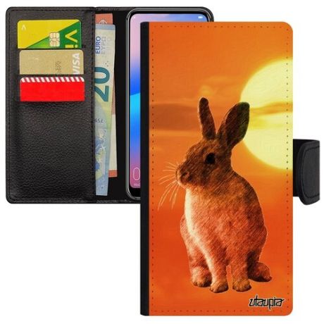 Новый чехол-книжка на // Huawei P40 Lite // "Кролик" Стиль Дикий, Utaupia, фуксия