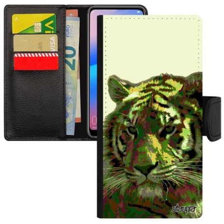 Защитный чехол книжка на // Huawei P40 Lite // "Царь тигр" Дизайн Свирепый, Utaupia, розовый