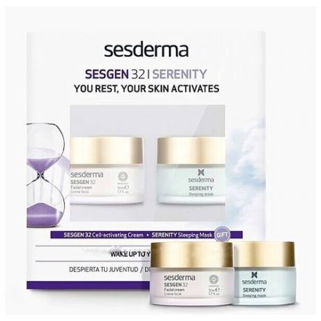 SESDERMA промо набор "Сохрани молодость" Крем омолаживающий клеточный активатор "SESGEN 32+ маска ночная для лица SERENITY набор подарочный Sesderma