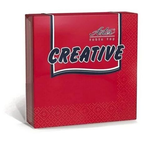 Салфетки бумажные 33x33см, 3-слойные Aster Creative, красные, 20шт.