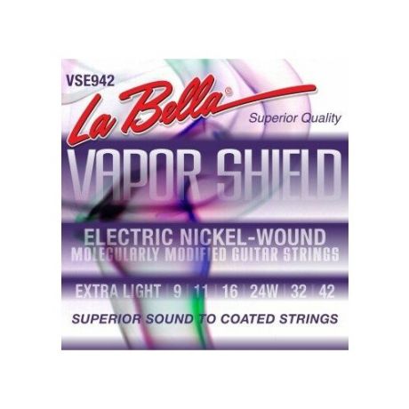 VSE942 Vapor Shield Комплект струн для электрогитары, никелированные, Extra Light, 9-42, La Bella