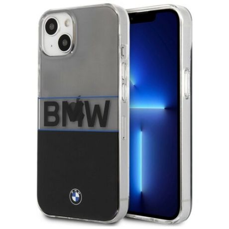 Чехол CG Mobile BMW Signature PC/TPU Horizontal Big logo Hard для iPhone 13, цвет Прозрачный/Черный (BMHCP13MPCUWMBK)