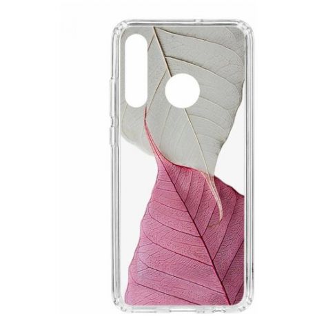 Чехол на Huawei Honor 10i Kruche Print Pink and white/накладка/с рисунком/прозрачный/защита камеры/бампер/противоударный/силиконовый