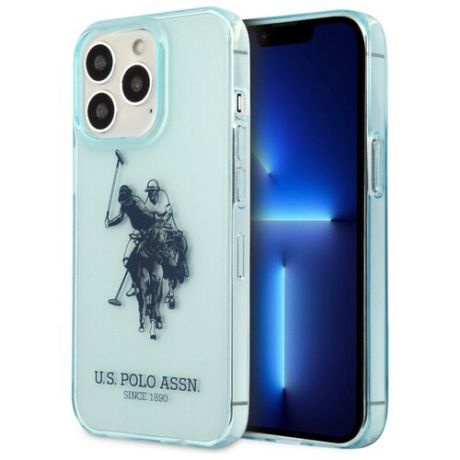 Чехол CG Mobile U. S. Polo Assn. TPU FLUO Logo Bigl horse Hard для iPhone 13 Pro Max, цвет Голубой (USHCP13XUHRFL)