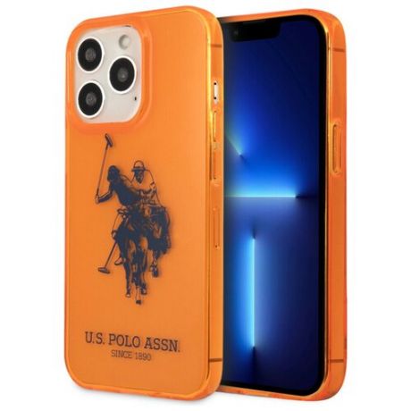 Чехол CG Mobile U. S. Polo Assn. TPU FLUO Logo Bigl horse Hard для iPhone 13 Pro Max, цвет Оранжевый (USHCP13XUHRFO)