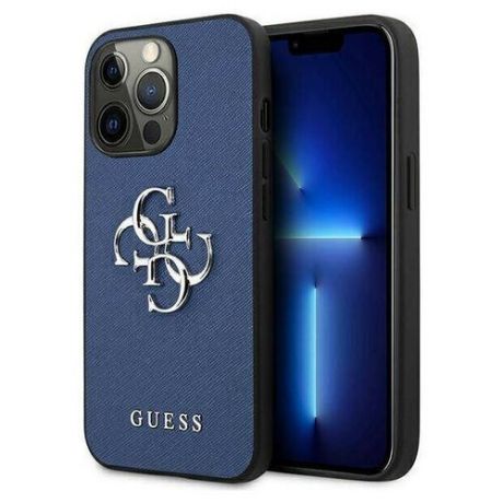 Чехол CG Mobile Guess PU Saffiano 4G Big metal logo Hard для iPhone 13 Pro, цвет Синий (GUHCP13LSA4GSBL)