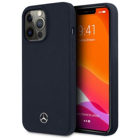 Чехол CG Mobile Mercedes Liquid silicone Hard для iPhone 13 Pro Max, цвет Синий (MEHCP13XSILNA)