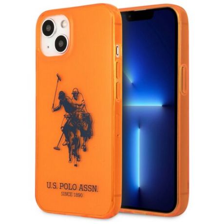 Чехол CG Mobile U. S. Polo Assn. TPU FLUO Logo Bigl horse Hard для iPhone 13, цвет Оранжевый (USHCP13MUHRFO)