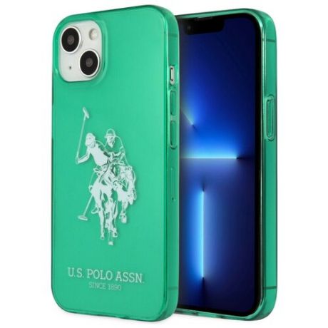 Чехол CG Mobile U. S. Polo Assn. TPU FLUO Logo Bigl horse Hard для iPhone 13, цвет Зеленый (USHCP13MUHRFN)